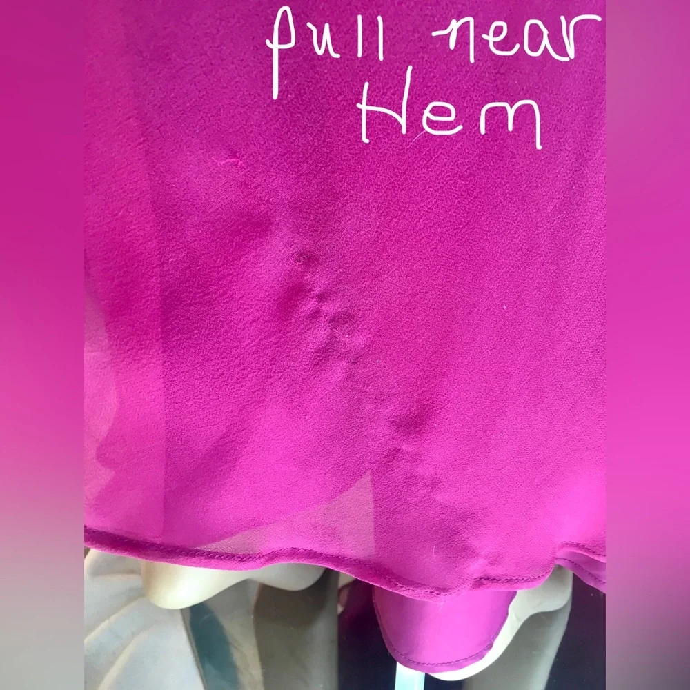 VINTAGE Pink empire waist silk maxi dress halter top deep V neck rhinestones Sz6 - Picture 13 of 14
